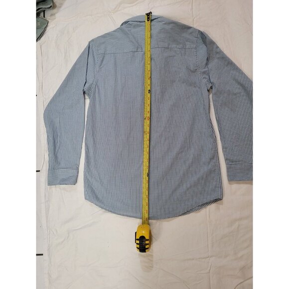 Calvin Klein Men Long Sleeve Collared Botton-up Plaid Gray Blue White Regular 18 - Picture 9 of 10